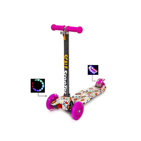 

Самокат со светящимися колесами Scale Scooter Maxi Beauty Flowers для детей от 3-6 лет до 60 кг Original