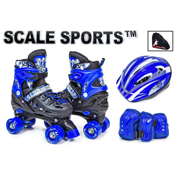 

Комплект ролики-квады раздвижные четырехколесные для детей Scale Sports Синий 34-37