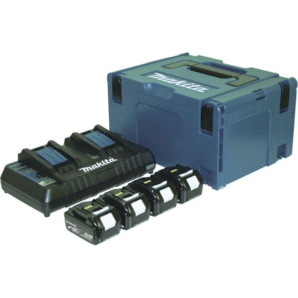 

Набор аккумуляторов Makita 197156-9 LXT (BL1840x4, DC18RD, Makpac3)