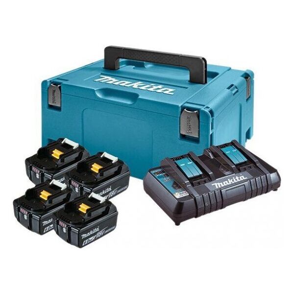 

Набор аккумуляторов Makita 198091-4 LXT (BL1860Bx4, DC18RD, Makpac3)