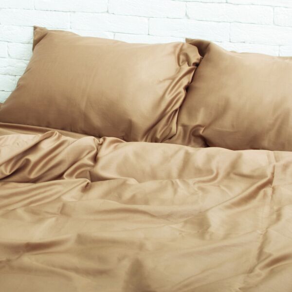 

Комплект постельного белья Двуспальный 175x215 "Хлопковые Традиции", Сатин, SE03 Золотистый капучино В подарочной упаковке