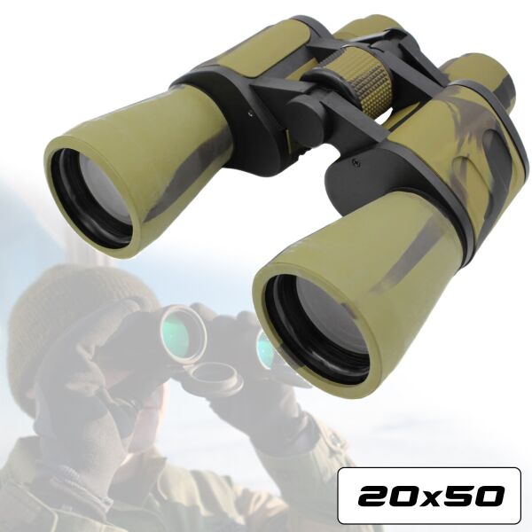 

Бинокль BAIGISHI W09 для охоты, рыбалки, туризма с прорезиненным корпусом и конструкцией Porro 20х50 Камуфляж