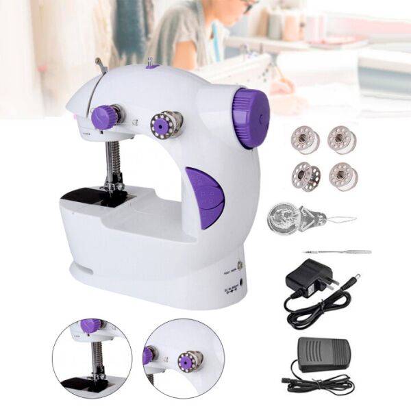 

Портативная домашняя швейная машинка электрическая 4 в 1 Sewing Kit FH202S с подсветкой от адаптера и педалью