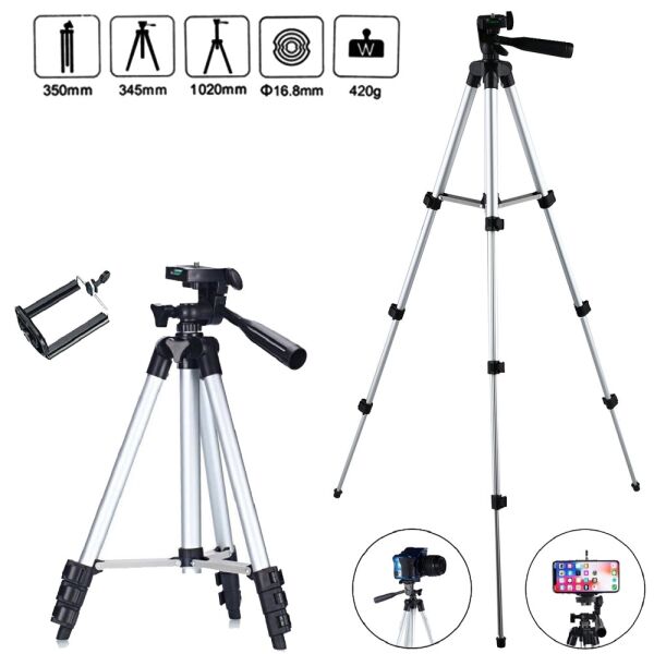 

Штатив металлический универсальный для телефона и фотоаппарата Tripod 3110 PRO портативный трипод 0,35-1.02м высота