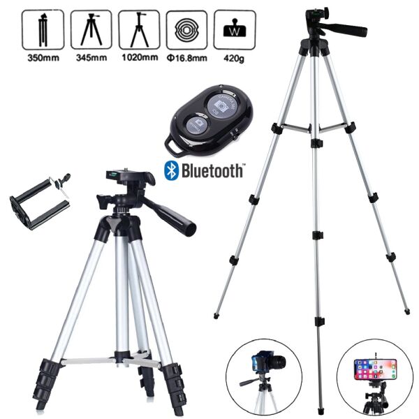 

Универсальный штатив для телефона с Bluetooth пультом управления камерой TRIPOD 3110 102см металлический