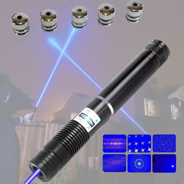 

Лазерная указка (лазерный целеуказатель) 10000Мвт синяя с насадками Laser Blue YXB 008