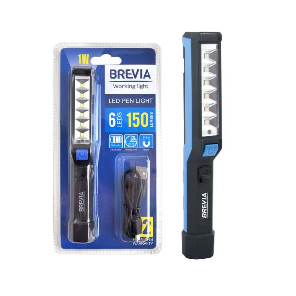 

Фонарь инспекционный Brevia LED Pen Light 6SMD+1W LED 150lm 900mAh microUSB