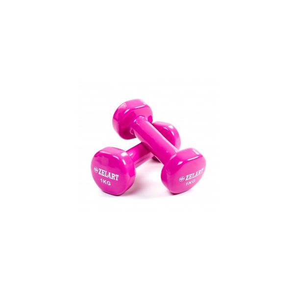 

Гантели для фитнеса с виниловым покрытием Zelart Beauty TA-5225-1 (2x1кг) Малиновый