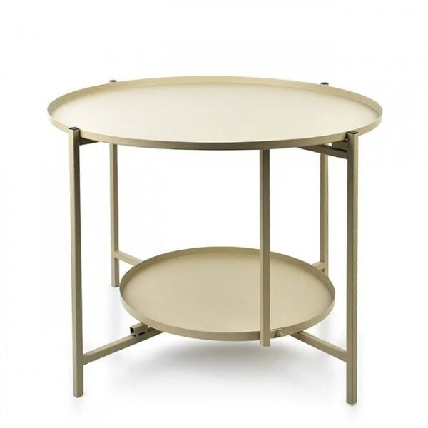 

Столик металлический журнальный двухуровневый Flora LUCAS BEIGE D-60/40 см. 30195