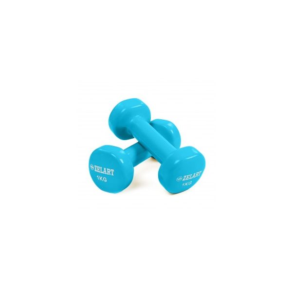 

Гантели для фитнеса с виниловым покрытием Zelart Beauty TA-5225-1 (2x1кг) Синий