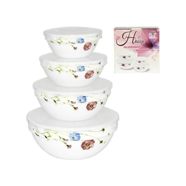 

Набор салатников с крышкой Весенние цветы (110) 11см, 13см, 15см MSN-40013-110