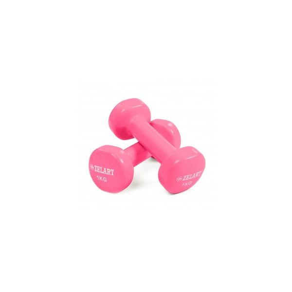 

Гантели для фитнеса с виниловым покрытием Zelart Beauty TA-5225-1 (2x1кг) Розовый