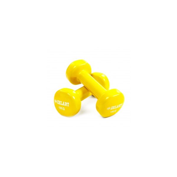 

Гантели для фитнеса с виниловым покрытием Zelart Beauty TA-5225-1 (2x1кг) Жёлтый