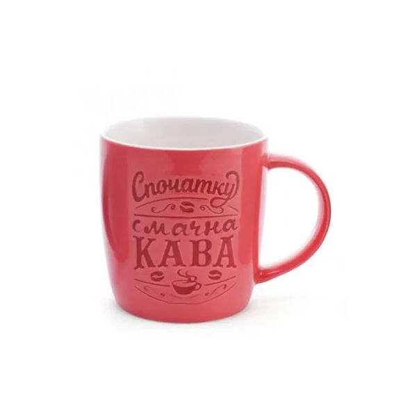 

Чашка керамическая Flora Спочатку смачна кава 0,35 л. красная 28200