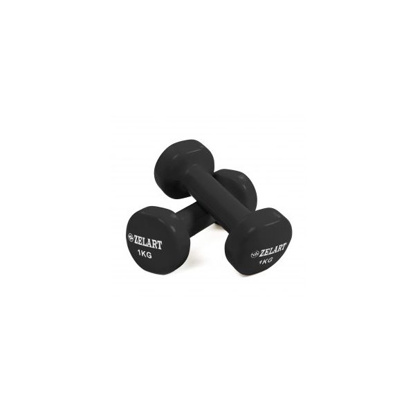 

Гантели для фитнеса с виниловым покрытием Zelart Beauty TA-5225-1 (2x1кг) Чёрный