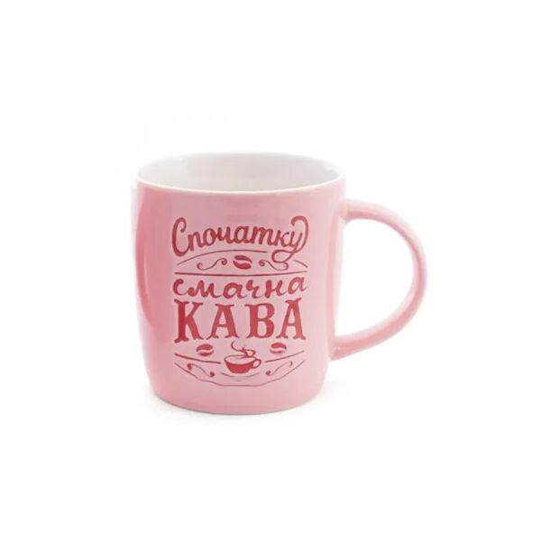 

Чашка керамическая Flora Спочатку смачна кава 0,35 л. розовая 28201