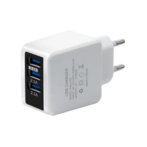 

СЗУ KEKE 110-240V, 3xUSB, 5V / 3,41, White, Blister-box