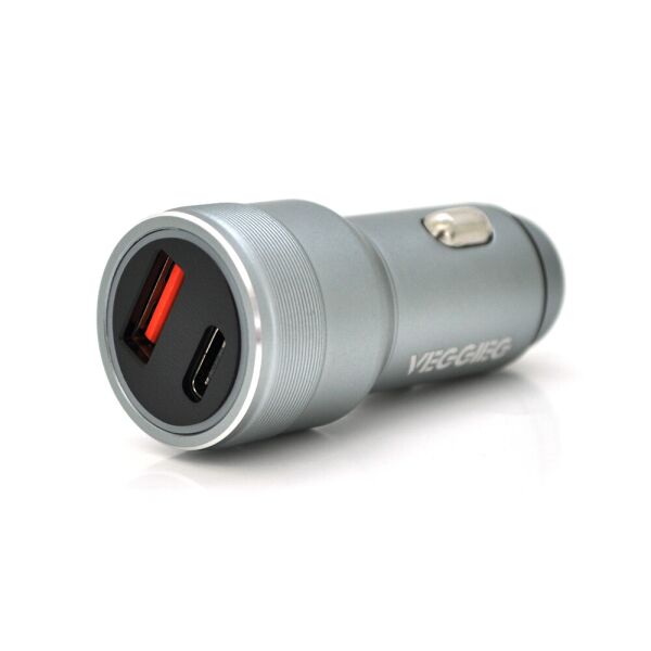 

АЗП VEGGEIG QC-C201, USBQC3.0+PD, 3.1A, Silver, Box