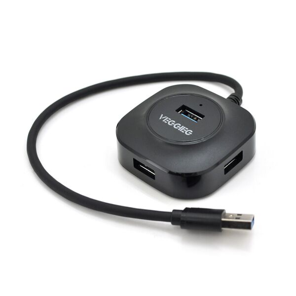 

Хаб VEGGIEG V-U3401 USB 3.0 4 порта, 480Mbts, живлення від USB, Black, 0,3m, Box