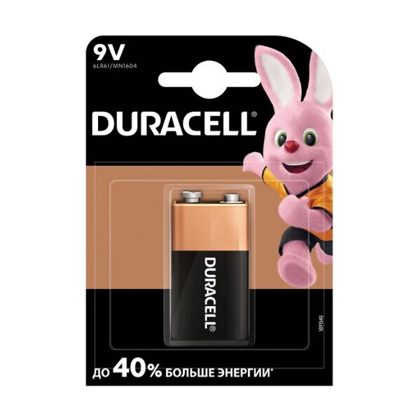 

Батарейка лужна DURACELL 6LR61 MN1604, 1шт в блістері, ціна за блістер