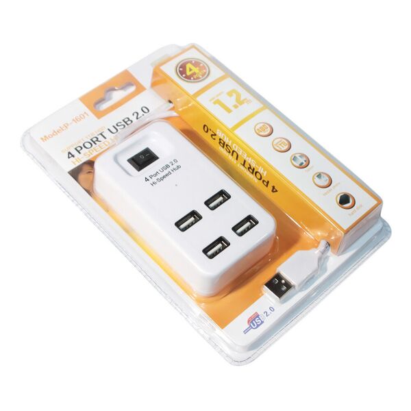 

Хаб USB 2.0 4 порту, White, 480Mbts живлення від USB, з вимикачем, Blister Q100