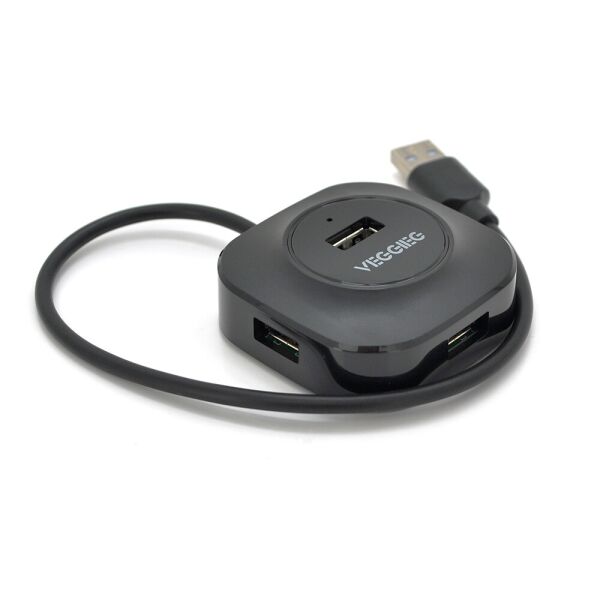 

Хаб VEGGIEG V-U2405 USB 2.0 4 порта, 480Mbts, живлення від USB, Black, 0,3m, Box