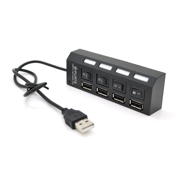 

Хаб USB 2.0 4 порту з перемикачами на кожен порт, Black, 480Mbts High Speed, підтримка до 0,5ТВ, живлення від USB, Blister Q100