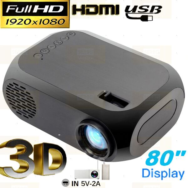 

Проектор домашний мини портативный мультимедийный Full HD Led Projector YG320C заряд от Power bank и от прикуривателя автомобиля.