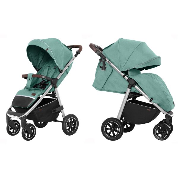 

Коляска прогулочная Carrello Bravo CRL-5512 Basil Green на серебристой раме с EVA колесами + дождевик L, подстаканник и чехол на ножки