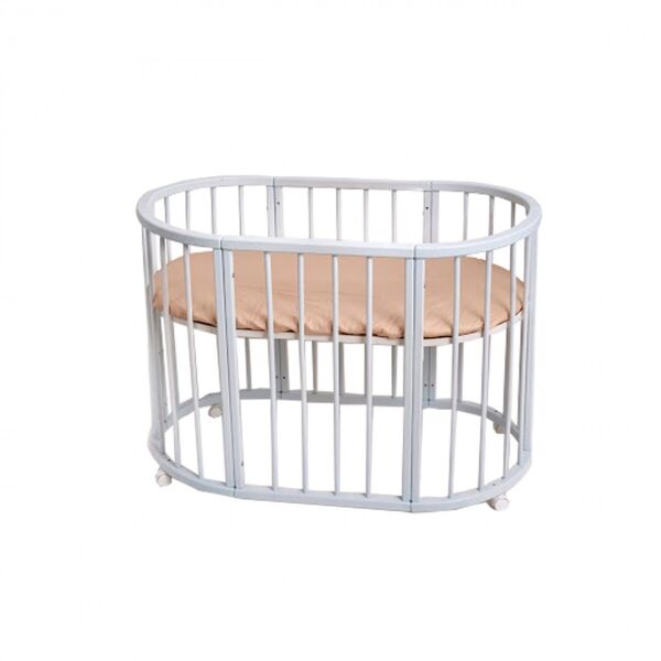 

Кроватка-трансформер детская Twins Cozy L100-CK-03 Белый овальная на колесах с 3 уровнями высоты днища