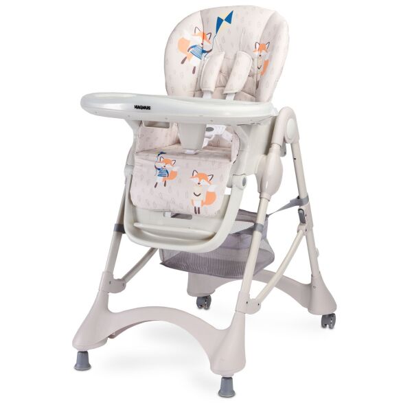 

Стульчик для кормления Caretero Magnus New Бежевый с принтом с регулировкой высоты 5 позиций + двойной поднос и подвесная корзина