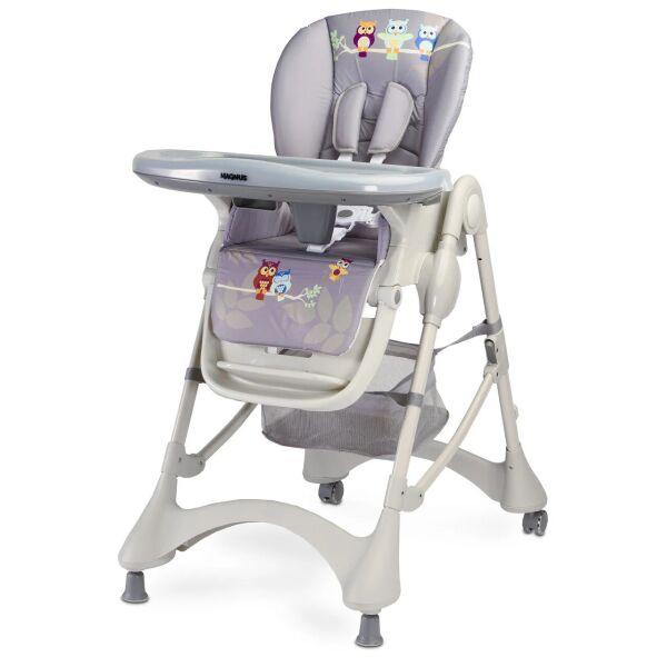 

Стульчик для кормления Caretero Magnus New с регулировкой высоты 5 позиций + двойной поднос и подвесная корзина Темно-серый с принтом