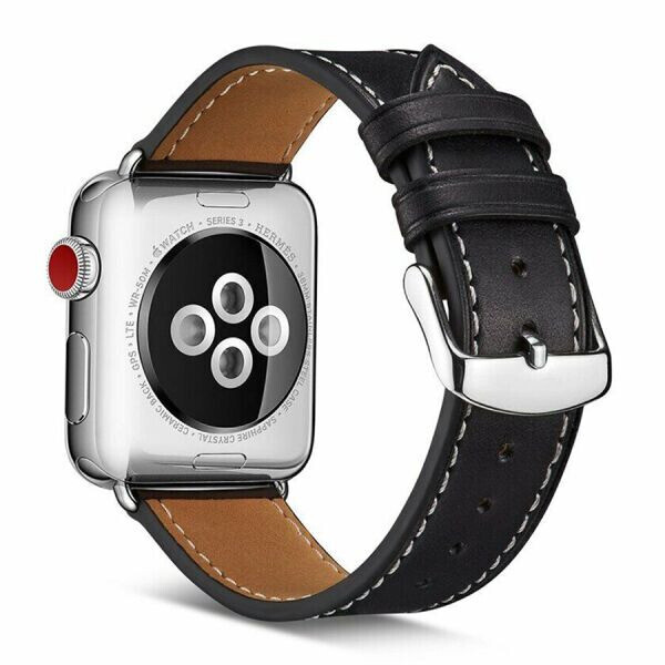 

Кожаный ремешок Deexe Classic для Apple Watch 42 / 44 / SE 44 / 45 mm - Black