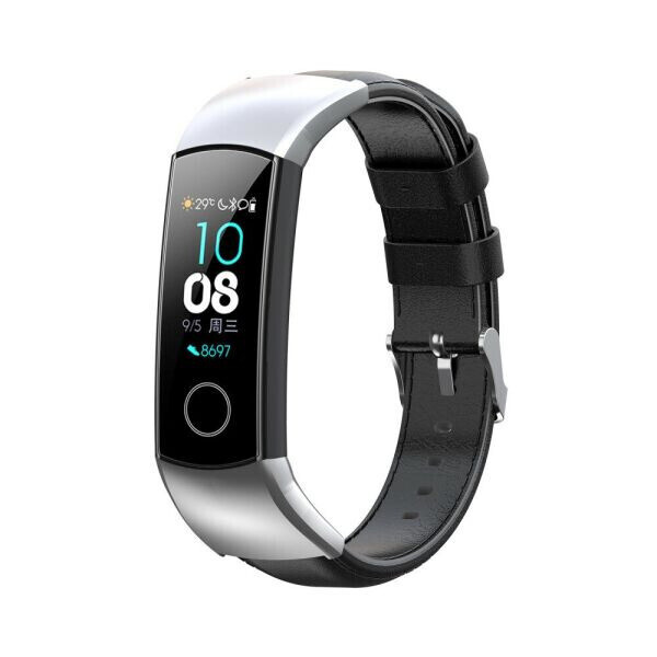 

Ремешок Deexe Leather Strap для Huawei Honor Band 5 - Black