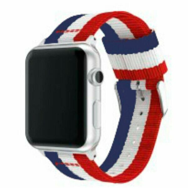 

Ремешок UniCase Nylon для Apple Watch 42 / 44 / SE 44 / 45 mm - Dark Blue / White / Red
