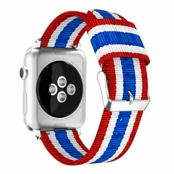 

Ремешок UniCase Nylon для Apple Watch 42 / 44 / SE 44 / 45 mm - Red / White / Blue