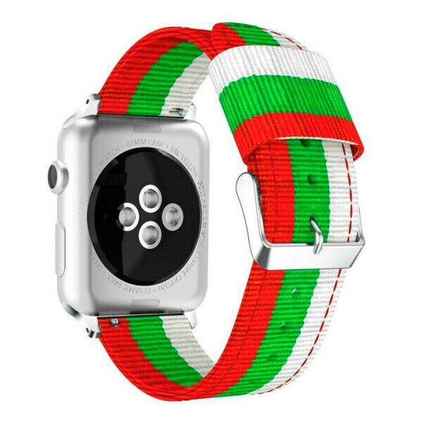 

Ремешок UniCase Nylon для Apple Watch 42 / 44 / SE 44 / 45 mm - White / Green / Red