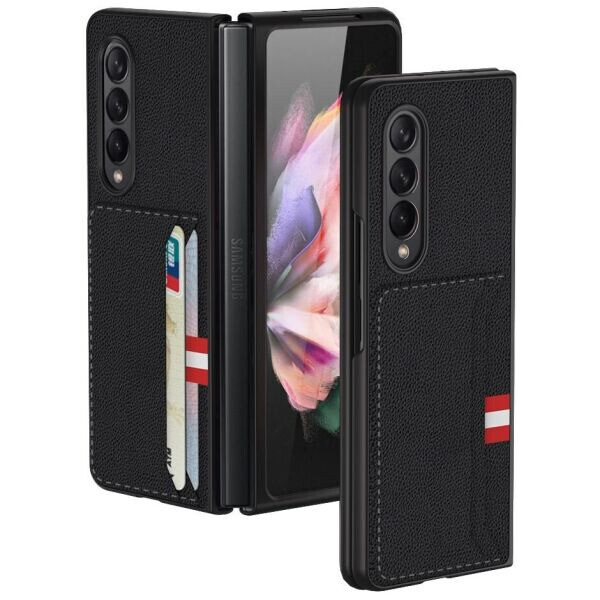 

Чехол GKK Leather CardSlot для Samsung Galaxy Z Fold 3 - Litchi Texture / Black