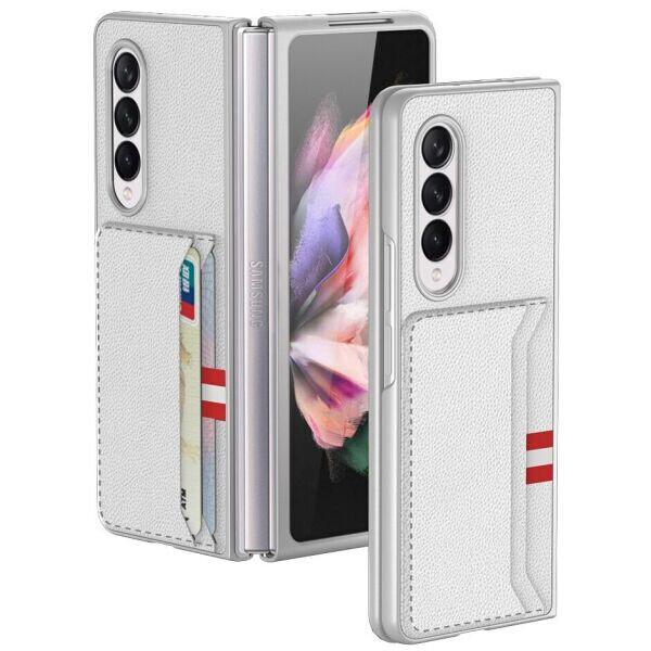 

Чехол GKK Leather CardSlot для Samsung Galaxy Z Fold 3 - Litchi Texture / White
