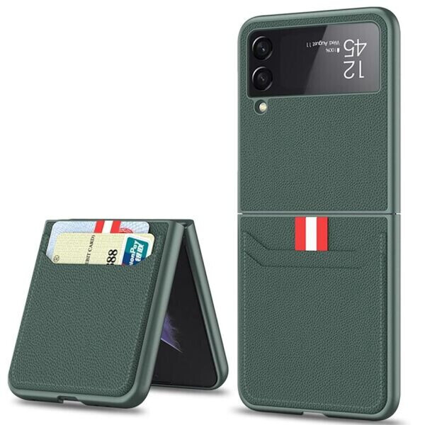 

Защитный чехол GKK Leather CardHolder для Samsung Galaxy Z Flip 3 - Green
