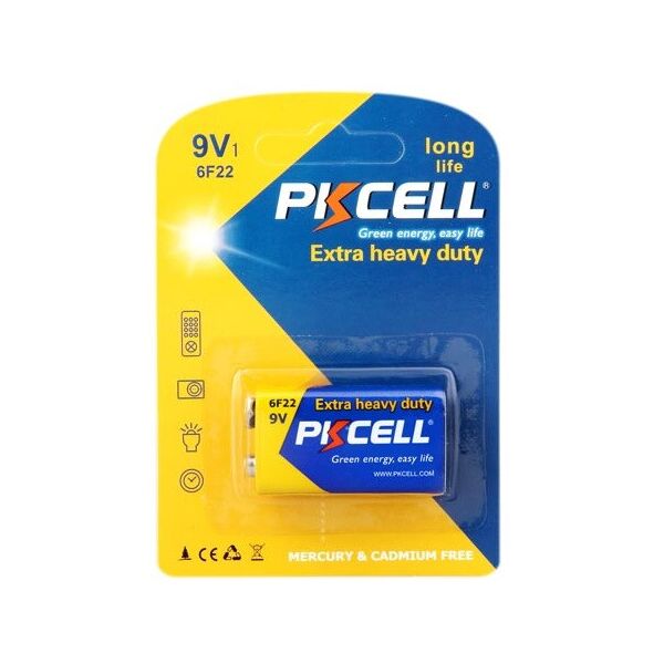 

Батарейка сольова PKCELL 9V / 6LR61, крона, 1 штука в блістері ціна за блістер, Q10