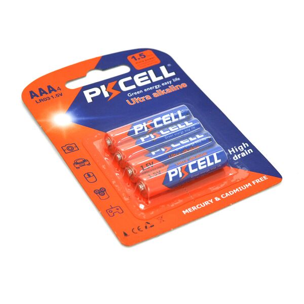 

Батарейка лужна PKCELL 1.5V AAA / LR03, 4 штуки в блістері, Q12
