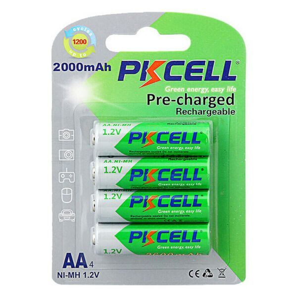 

Аккумулятор PKCELL 1.2V AA 2000mAh NiMH Already Charged, 4 штуки в блистере цена за блистер, Q12
