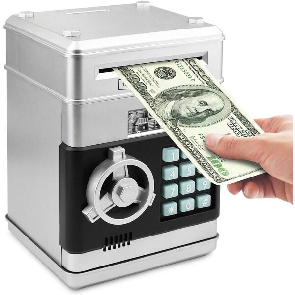 

Сейф копилка NUMBER BANK с кодовым замком и купюроприемником Silver