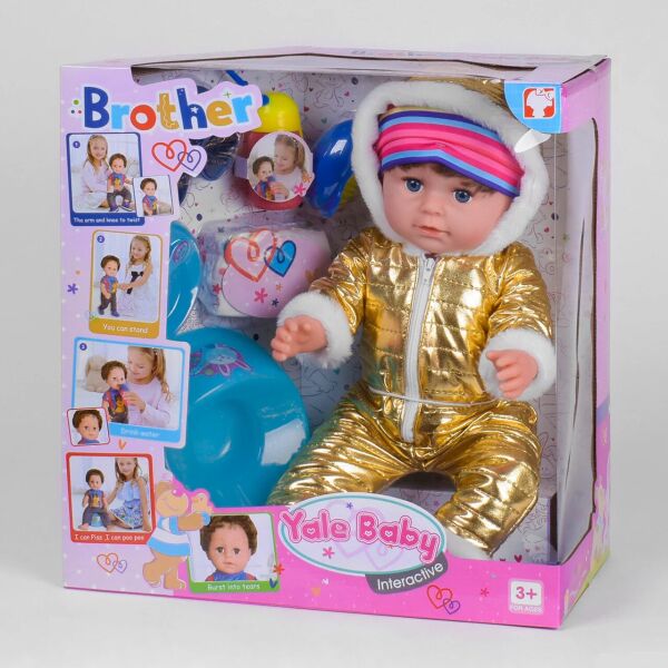 

Кукла Реборн (пупс) мальчик, с волосам, интерактивный "Yale baby" (40см) BLB 001