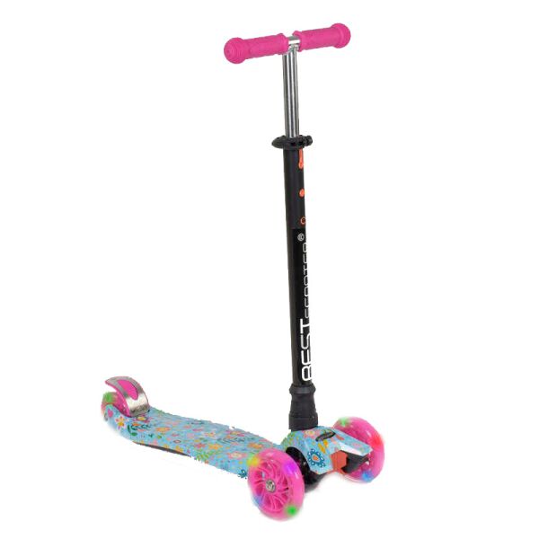 

Самокат А 25533 /779-1331 MAXI "Best Scooter" пластмассовый, 4 колеса PU, СВЕТ, трубка руля алюминиевая, d=12см, в коробке