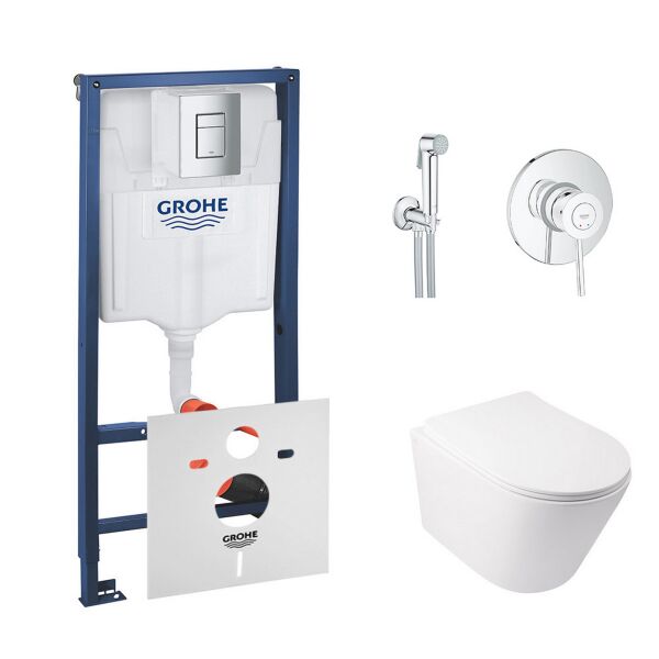 

Комплект инсталляция Grohe Rapid SL 38772001 и унитаз с сиденьем Qtap Swan QT16335178W + набор для гигиенического душа со смесителем Grohe BauClassic 2904800S (SD00038278)