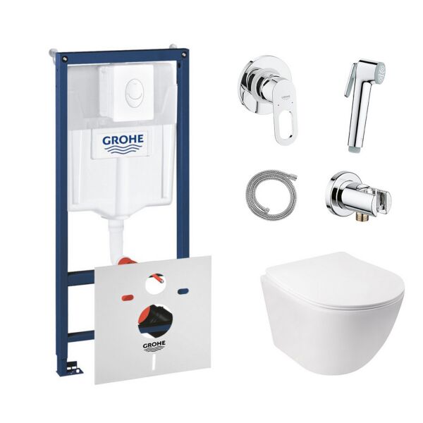 

Комплект инсталляция Grohe Rapid SL 38722001 и унитаз с сиденьем Qtap Jay QT07335176W + набор для гигиенического душа со смесителем Grohe BauLoop 111042 (SD00038268)