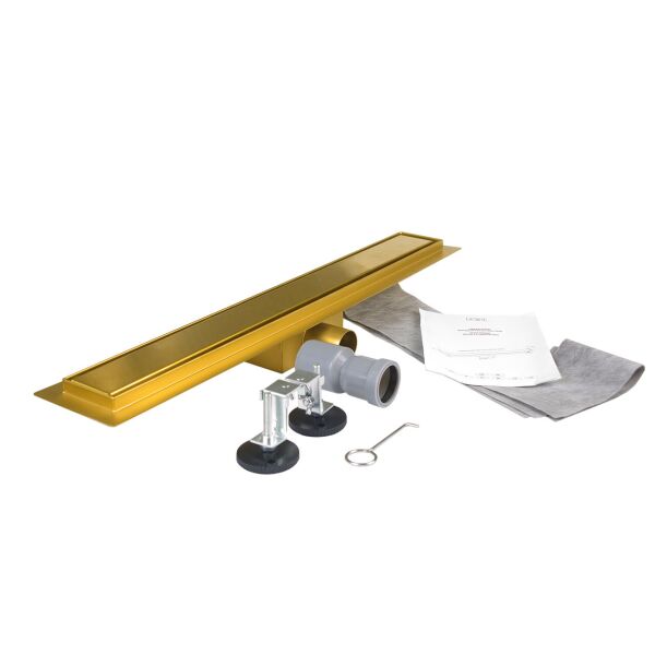 

Линейный трап из нержавейки с сухим затвором DESIRE Gold 900 см