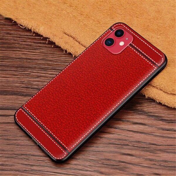 

Чехол Fiji Litchi для Apple Iphone 12 mini силикон бампер с рифленой текстурой красный